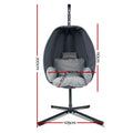 Gardeon Egg Swing Chair Hanging Pod Stand Canopy Grey Foldable
