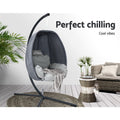 Gardeon Egg Swing Chair Hanging Pod Stand Canopy Grey Foldable