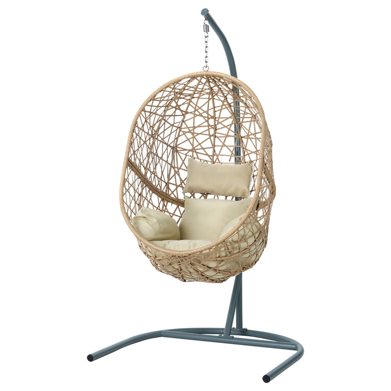 Gardeon Egg Swing Chair Wicker Rattan Pod Yellow Cushion Stand