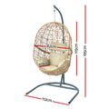 Gardeon Egg Swing Chair Wicker Rattan Pod Yellow Cushion Stand