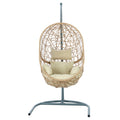 Gardeon Egg Swing Chair Wicker Rattan Pod Yellow Cushion Stand