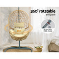 Gardeon Egg Swing Chair Wicker Rattan Pod Yellow Cushion Stand