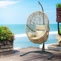 Gardeon Egg Swing Chair Wicker Rattan Pod Yellow Cushion Stand