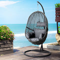 Gardeon Outdoor Egg Swing Chair Wicker Rattan Black Cushion