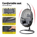 Gardeon Outdoor Egg Swing Chair Wicker Rattan Black Cushion