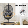 Gardeon Outdoor Egg Swing Chair Wicker Rattan Black Cushion