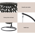 Gardeon Outdoor Egg Swing Chair Wicker Rattan Black Cushion