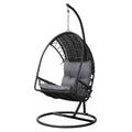Gardeon Outdoor Egg Swing Chair Wicker Black with Stand Armrest