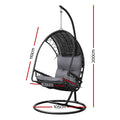 Gardeon Outdoor Egg Swing Chair Wicker Black with Stand Armrest