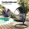 Gardeon Outdoor Egg Swing Chair Wicker Black with Stand Armrest