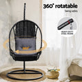Gardeon Outdoor Egg Swing Chair Wicker Black with Stand Armrest