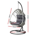 Gardeon Outdoor Egg Swing Chair Wicker Pod Light Grey