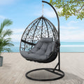 Gardeon Egg Swing Chair Wicker Rattan Pod Grey w/ Cushion