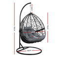 Gardeon Egg Swing Chair Wicker Rattan Pod Grey w/ Cushion
