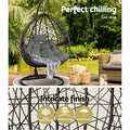 Gardeon Egg Swing Chair Wicker Rattan Pod Grey w/ Cushion