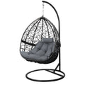 Gardeon Egg Swing Chair Wicker Rattan Pod Grey w/ Cushion