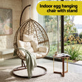 Gardeon Egg Swing Chair Wicker Rattan Pod Stand Cushion Latte