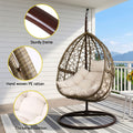 Gardeon Egg Swing Chair Wicker Rattan Pod Stand Cushion Latte