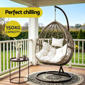 Gardeon Egg Swing Chair Wicker Rattan Pod Stand Cushion Latte