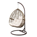 Gardeon Egg Swing Chair Wicker Rattan Pod Stand Cushion Latte
