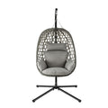 Gardeon Outdoor Swing Chair with Stand Cushion Rattan Furniture Grey