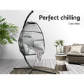Gardeon Egg Swing Chair Wicker Grey Outdoor Furniture Cushion