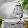 Gardeon Egg Swing Chair Wicker Grey Outdoor Furniture Cushion