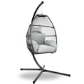 Gardeon Egg Swing Chair Wicker Grey Outdoor Furniture Cushion