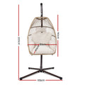 Gardeon Egg Swing Chair Wicker Hanging Pod Stand Cushion Latte