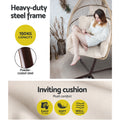 Gardeon Egg Swing Chair Wicker Hanging Pod Stand Cushion Latte