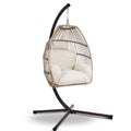 Gardeon Egg Swing Chair Wicker Hanging Pod Stand Cushion Latte
