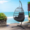 Gardeon Outdoor Egg Swing Chair Hanging Wicker Pod Foldable Grey