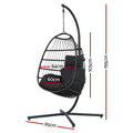 Gardeon Outdoor Egg Swing Chair Hanging Wicker Pod Foldable Grey