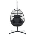 Gardeon Outdoor Egg Swing Chair Hanging Wicker Pod Foldable Grey