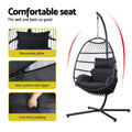 Gardeon Outdoor Egg Swing Chair Hanging Wicker Pod Foldable Grey