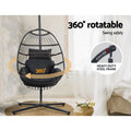 Gardeon Outdoor Egg Swing Chair Hanging Wicker Pod Foldable Grey