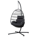 Gardeon Outdoor Egg Swing Chair Hanging Wicker Pod Foldable Grey