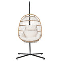 Gardeon Egg Swing Chair Wicker Yellow Foldable Outdoor Furniture