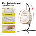 Gardeon Egg Swing Chair Wicker Yellow Foldable Outdoor Furniture