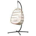 Gardeon Egg Swing Chair Wicker Yellow Foldable Outdoor Furniture