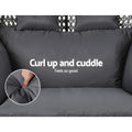 Gardeon Egg Swing Chair 2 Seater Wicker Grey with Stand Cushion