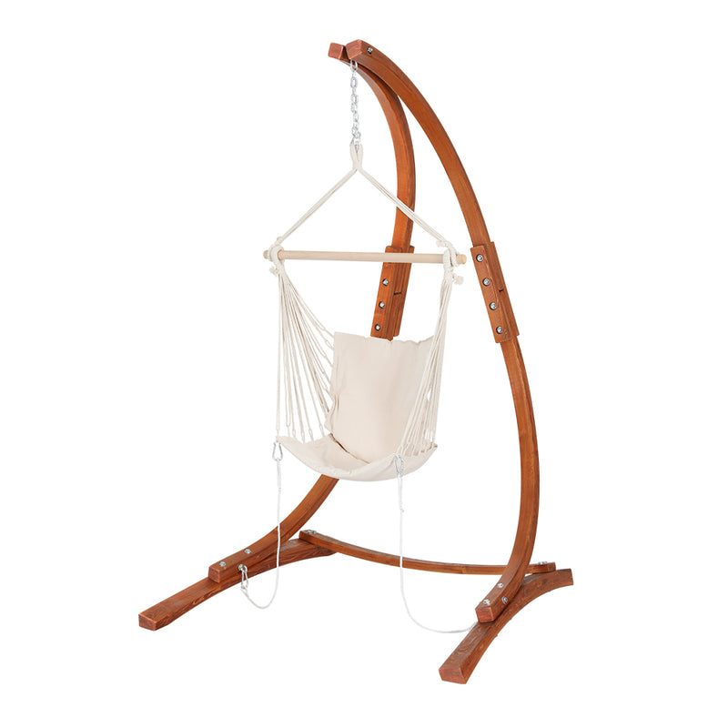 Gardeon Hammock Chair with Stand Timber Outdoor White Camping