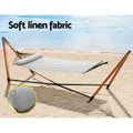 Gardeon Hammock Bed with Stand Grey Outdoor Camping Timber