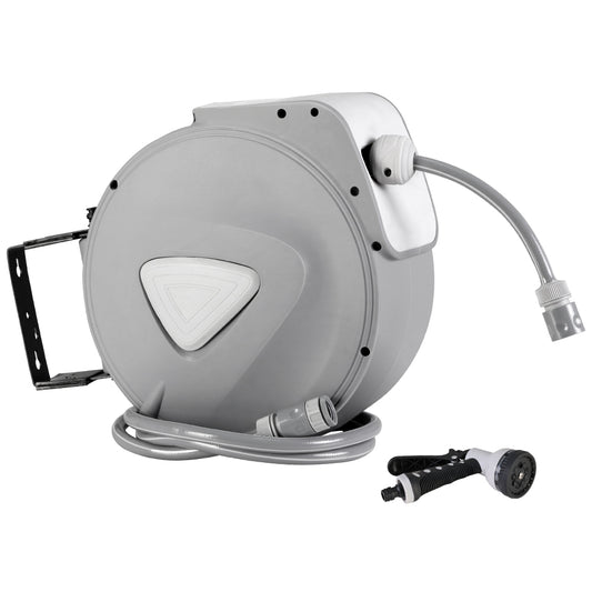 Water Hose Reel 20M Retractable Auto Rewind Spray Gun