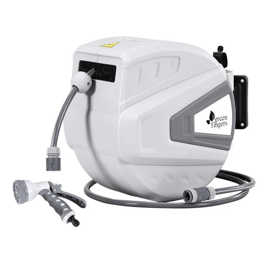 Green Fingers 30M Retractable Water Hose Reel Auto Rewind Wall Mount