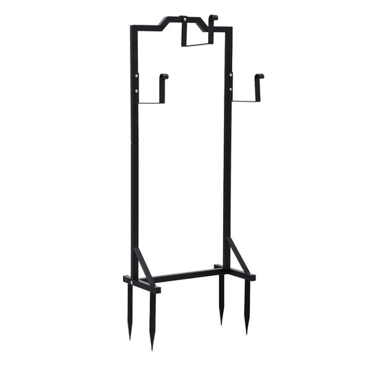 Green Fingers Hose Holder Metal Portable 4 Spikes Black Garden Stand