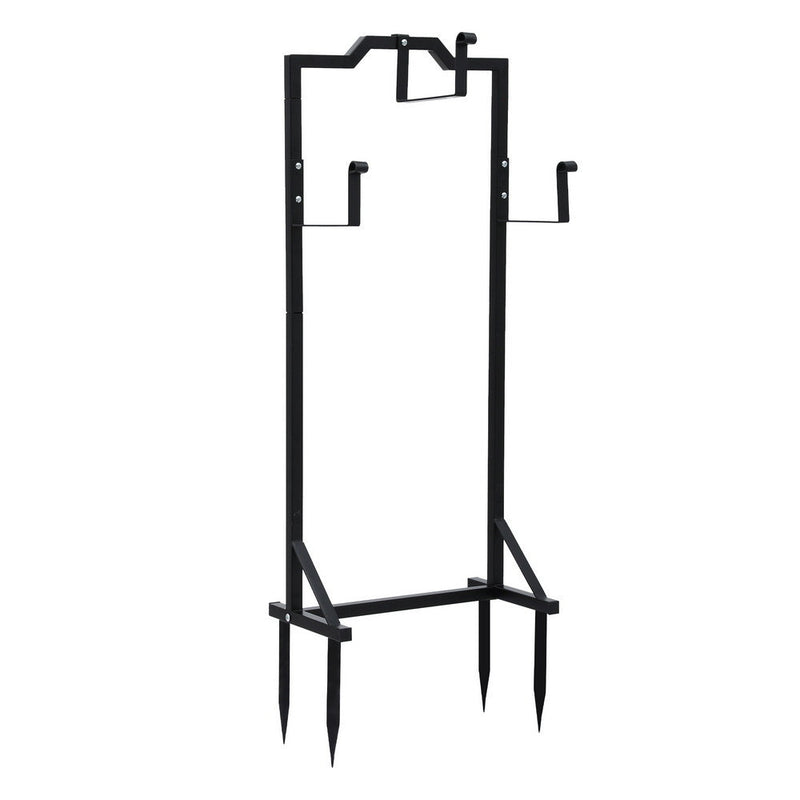 Green Fingers Hose Holder Metal Portable 4 Spikes Black Garden Stand