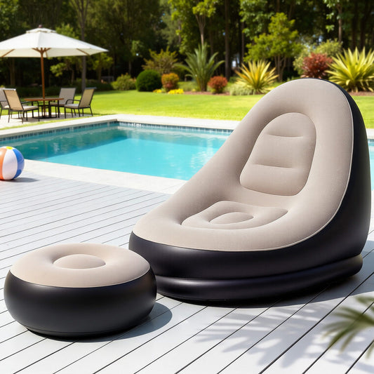 Gardeon Inflatable Chair Ottoman Air Sofa with Pump Camping