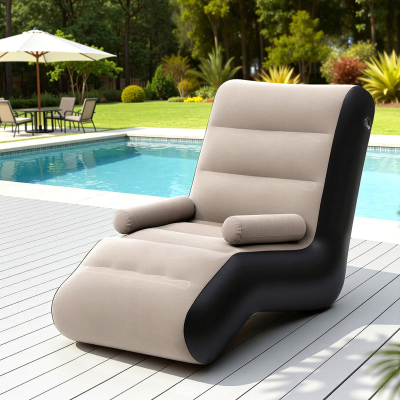 Gardeon Inflatable Chair Sun Lounger Air Sofa Camping Pump