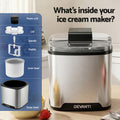 Devanti Ice Cream Maker Slushie Machine 2L Homemade Gelato Sorbet Sliver